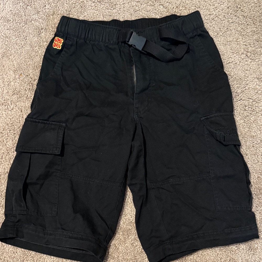 Empyre Black Cargo Shorts with Belted Waist